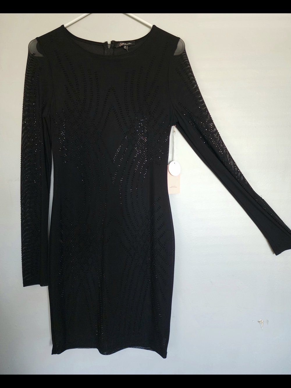 Black Long-Sleeve Sequin Sheath Dress